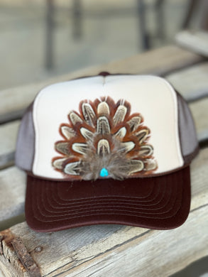Brown/Tan Feather Cap