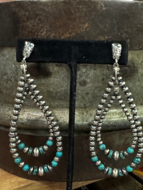 Double Loop Turquoise/Navajo Earrings