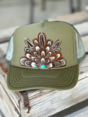 Olive/Olive Feather Cap