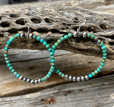 Turquoise W/5mm Pearl Hoops