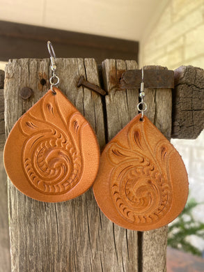 Natural Tooled Earring