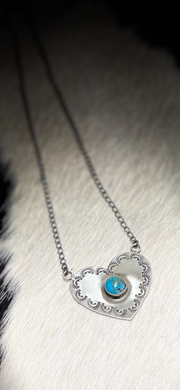 Turquoise Stone Heart Necklace #2
