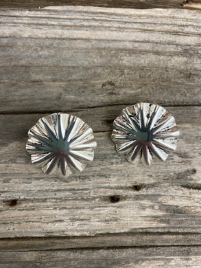 Burnished Silver Burst Concho Earring
