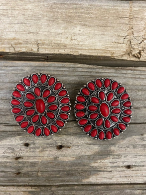 Large Red Cluster Earring