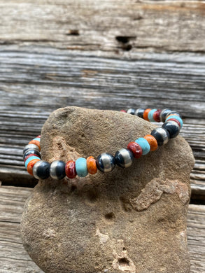 Navajo Pearl/Multi Stretch Bracelet
