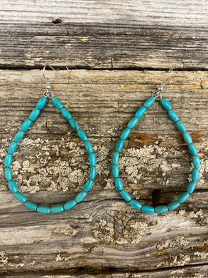 3” Green Turquoise Beaded Hoop Earring