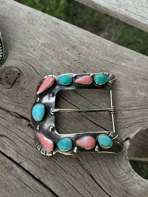 Horseshoe Turquoise/Pink Coral Buckle