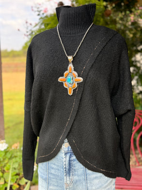 Black Cross Front Sweater