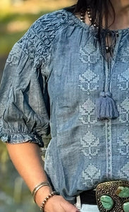 Smocked Sleeve Top by Ivy Jane