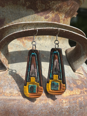 Southwest Tooled Earring (Mustard/Turquoise)