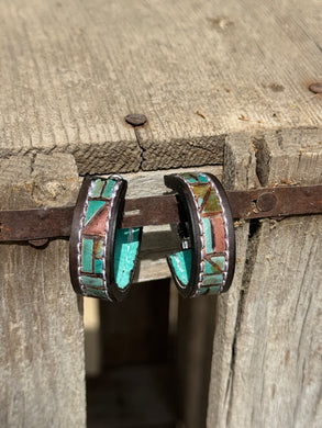 Mosaic Hoop Earring (Turquoise/Black Border)