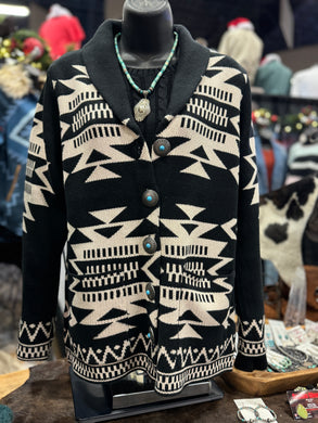 Black Aztec Cardigan