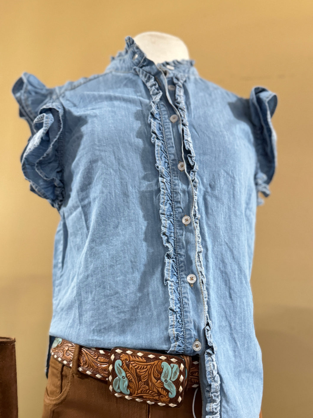 Ruffle Denim Top