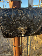 Load image into Gallery viewer, Black Hand Tooled Crossbody