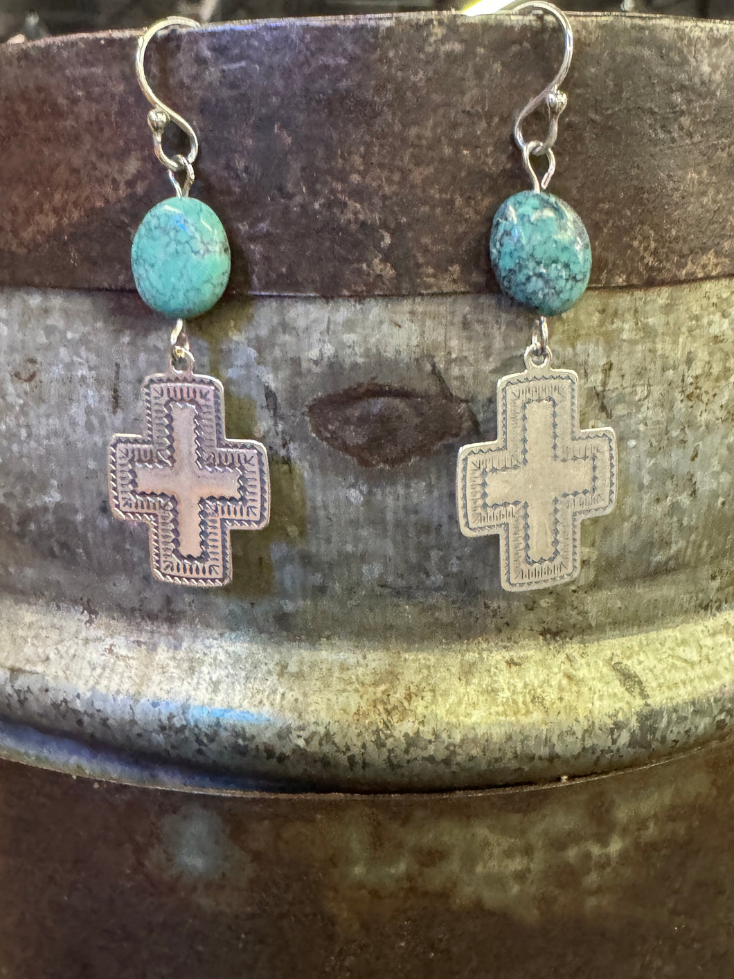Turquoise/Cross Earrings