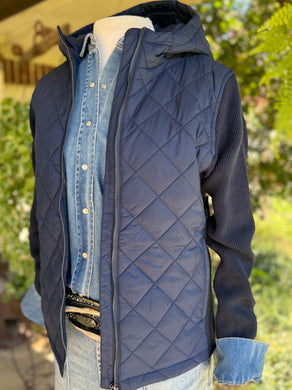 Navy Quilted/Sweater Jacket