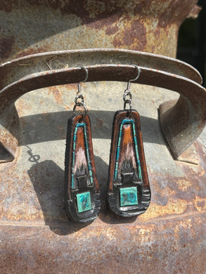 Southwest Tooled Earring (Black/Turquoise)