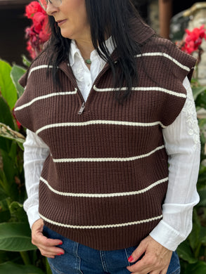 Brown Stripe Sweater Vest