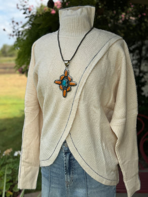 Cream Cross Front Sweater