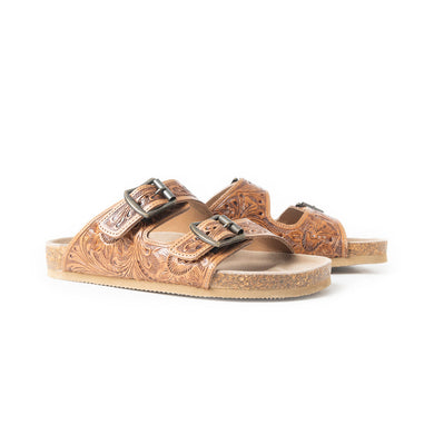 Falling Feather Western Tooled Sandal