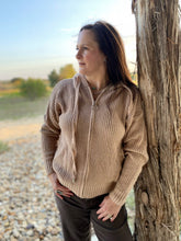 Load image into Gallery viewer, Camel Zip Up Hooded Sweater