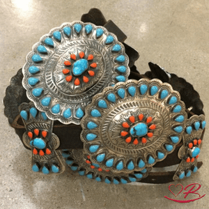 Concho Belt W/Colored Stones
