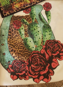 Horseshoe W/ Cactus & Roses Tee