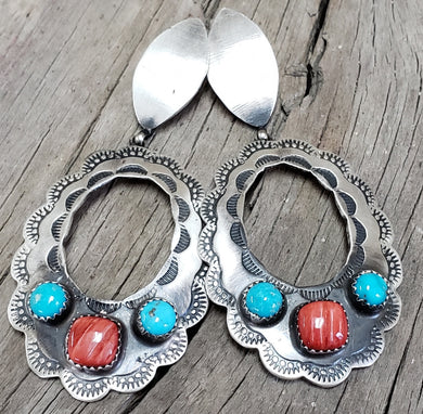 Turquoise/Red Spiny Earrings