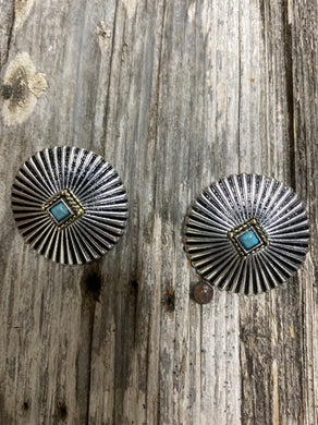Silver Burst W/Turquoise Earring