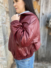 Load image into Gallery viewer, Faux Leather Hoodie Jacket