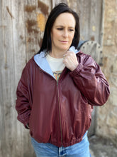 Load image into Gallery viewer, Faux Leather Hoodie Jacket