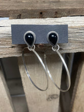 Load image into Gallery viewer, Black Onyx Hoop Earrings
